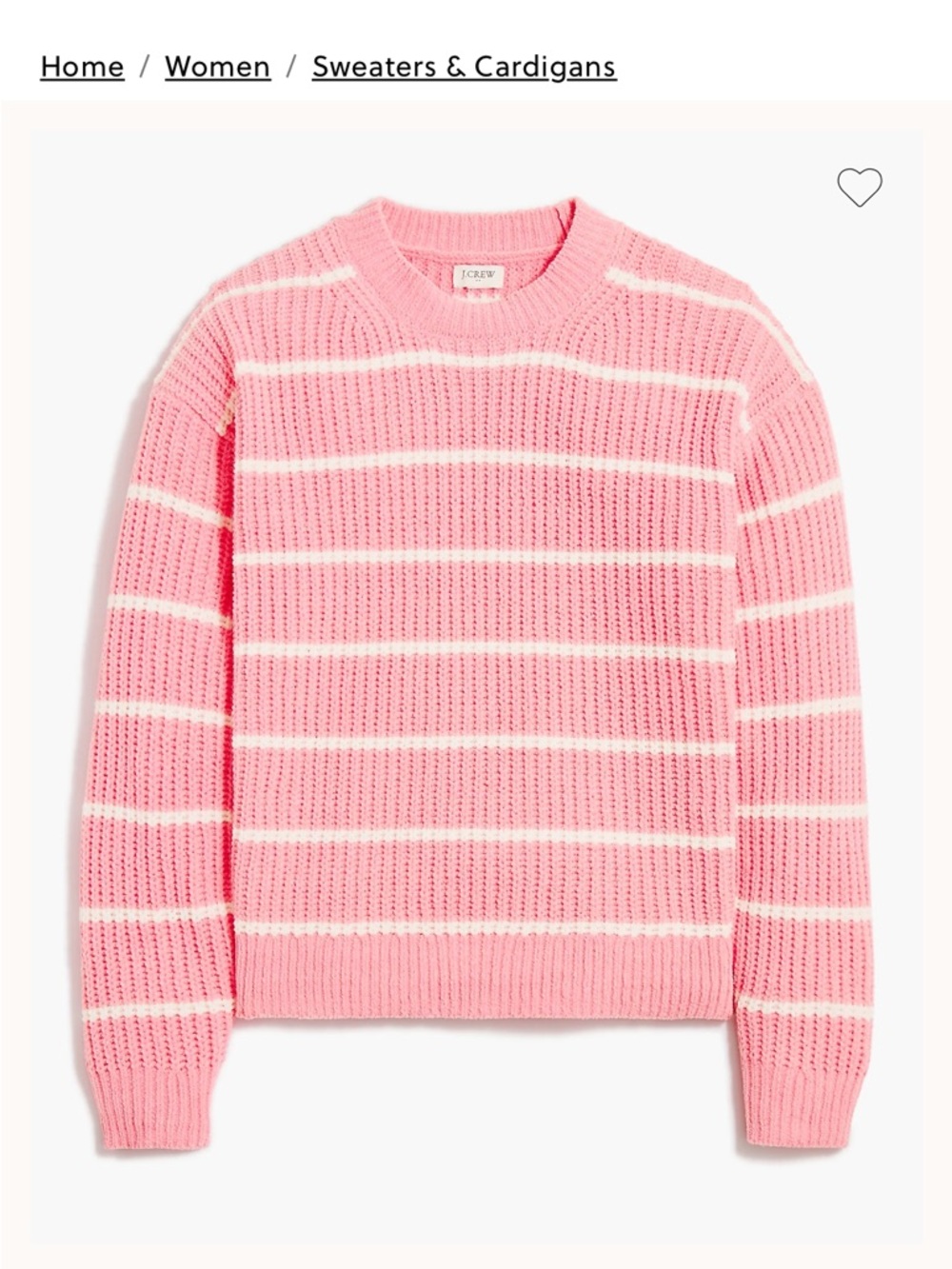 J. Crew Pink and White Striped Crewneck Sweater